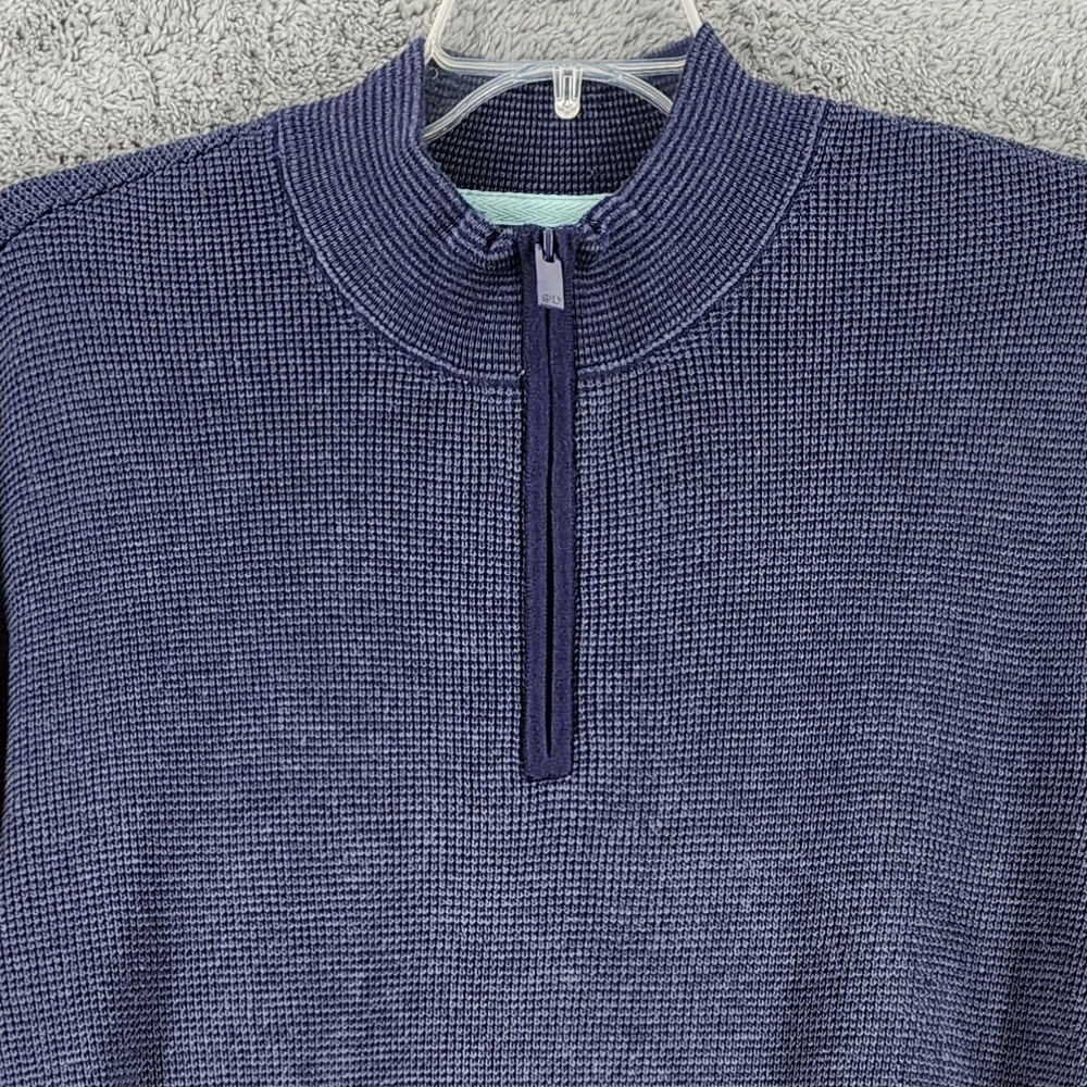 Southern‎ Tide Sweater Mens XXL Navy Blue Waffle Knit 1/4 Zip Pullover Coastal